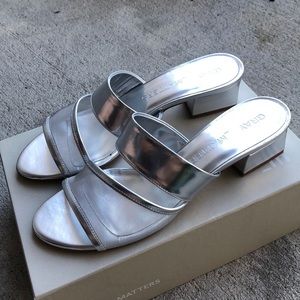 Gray Matters Lara silver metallic sandal heel, 8.5